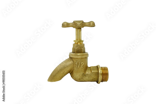 bronze tap isolated on grey background