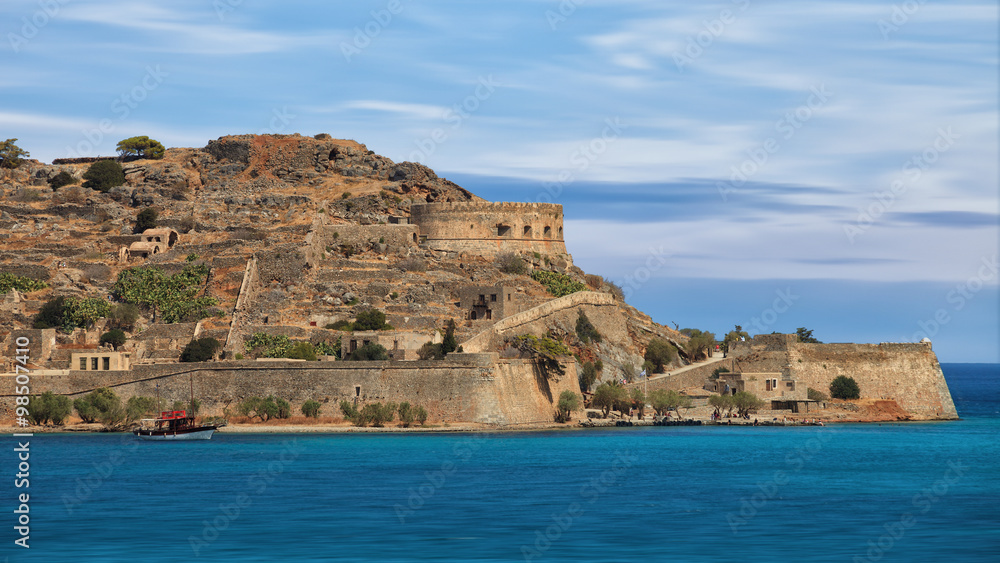 Crete seascape with island Spinalonga Crete seascape with island Spinalonga
