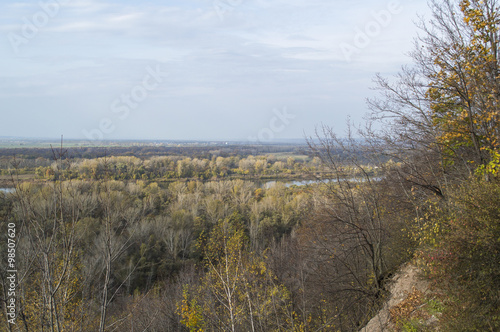 River, open space in the distance and autumn wood