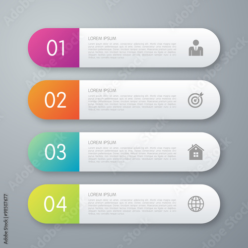 Vector illustration infographics four paper strips