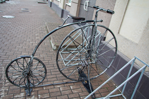 Stylized forged bicycle for parking. Kiev, Ukraine