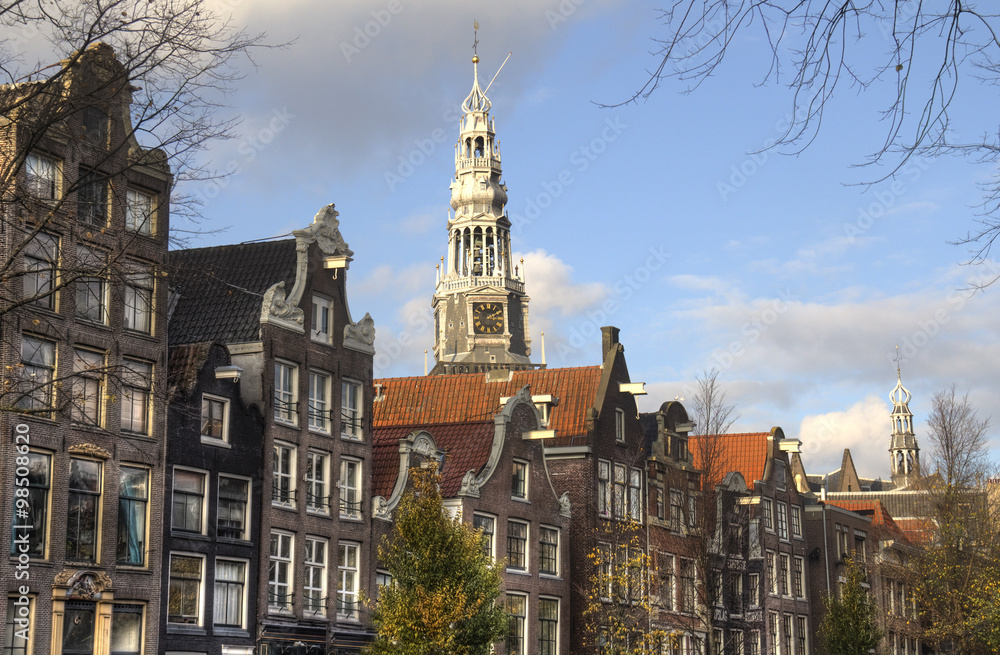 Church tower in Amsterdam, Holland