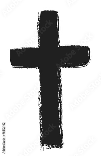 hand drawn black cross, design element