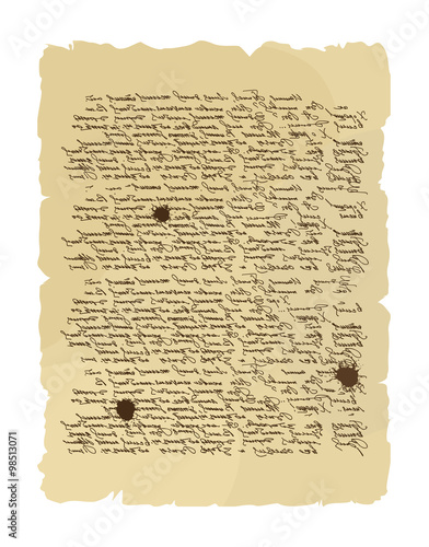 Ancient letter. Archaic order. Abstract messy handwriting. Old m