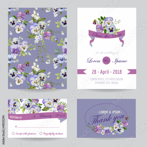 Save the Date - Wedding Invitation or Congratulation Card Set