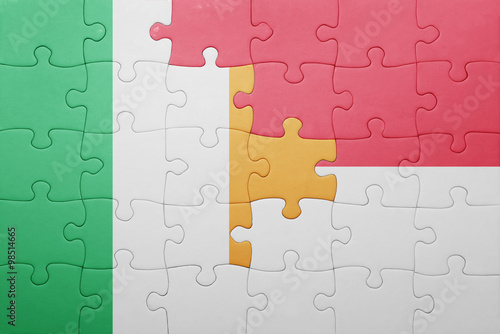 puzzle with the national flag of indonesia and ireland