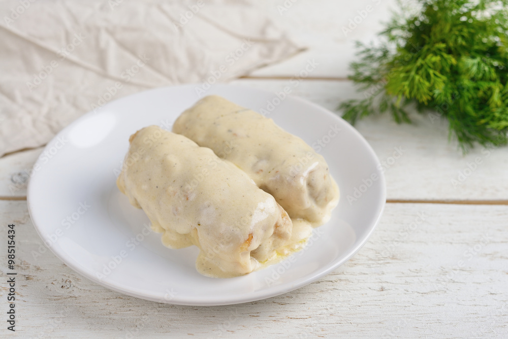 stuffed cabbage with white sauce and dill stuffed cabbage with white sauce and dill