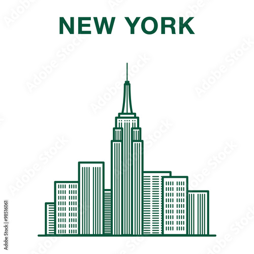 Manhattan panorama of a skyscraper. Made in line art style
