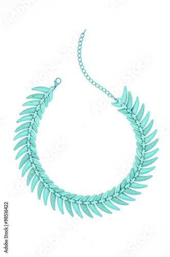 turquoise necklace isolated on white