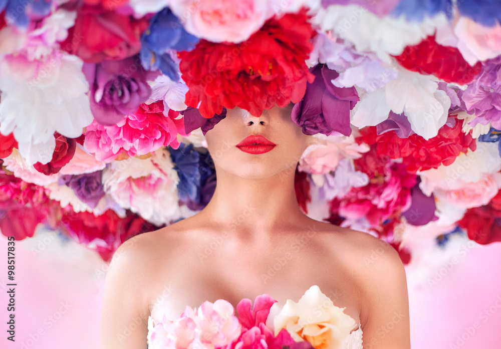 Conceptual portrait of the lady with giant chaplet