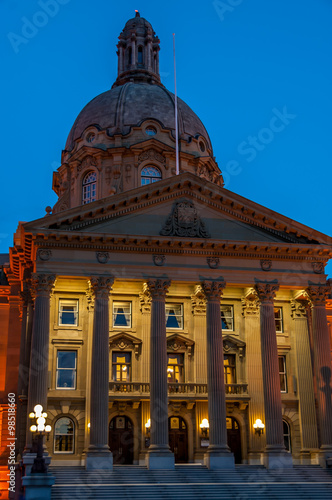 Exterior facade of The Alberta Legislature Building in Edmonton.