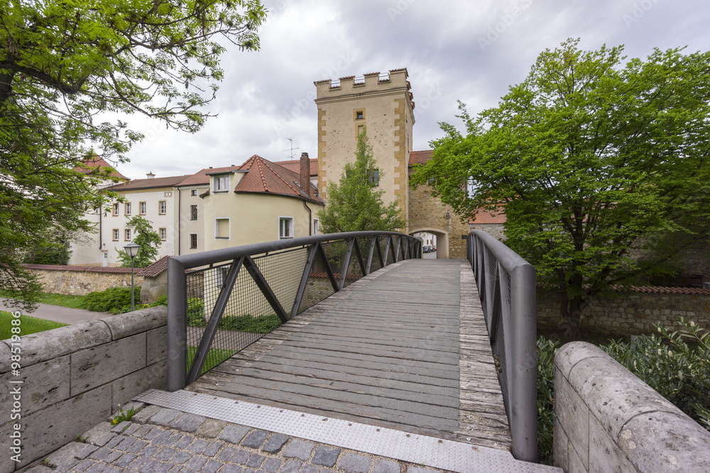Street view of Amberg, a old medieval town in Bavaria, Germany.