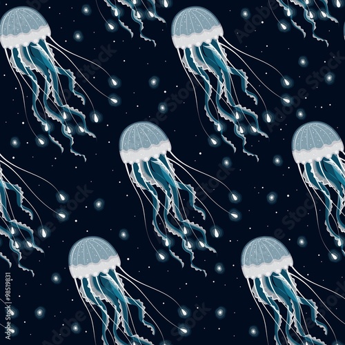 Seamless glowing jellyfish