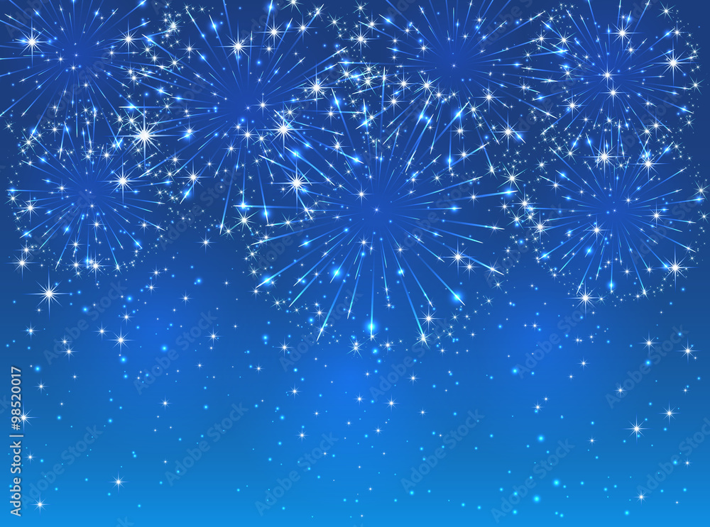 Firework on blue background Firework on blue background
