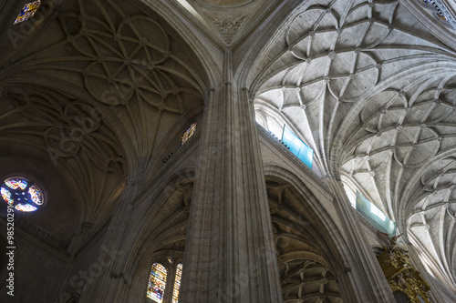 Interior of gothic cathedral of Segovia in Spain