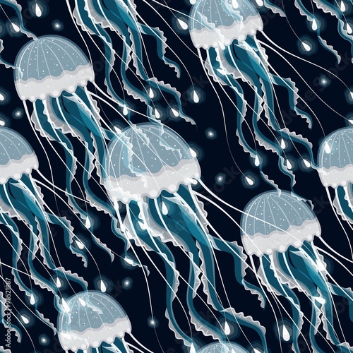 Seamless glowing jellyfish