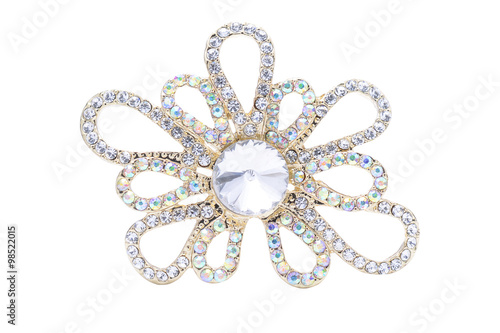 gold brooch with diamonds isolated on white © vitaly tiagunov