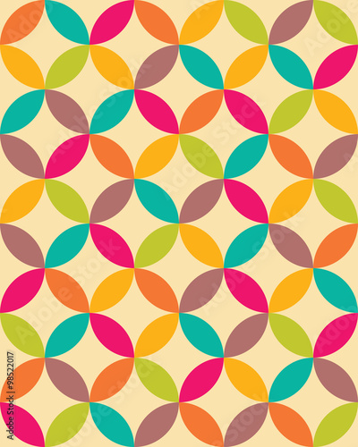 Wallpaper Mural Vector modern seamless colorful geometry overlapping circles pattern, color abstract geometric background, pillow multicolored print, retro texture, hipster fashion design Torontodigital.ca