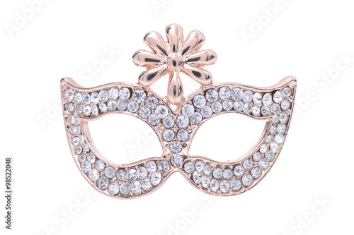 Brooch carnival mask isolated on white