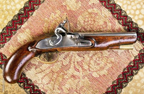 Antique English Flintlock Pistol. photo