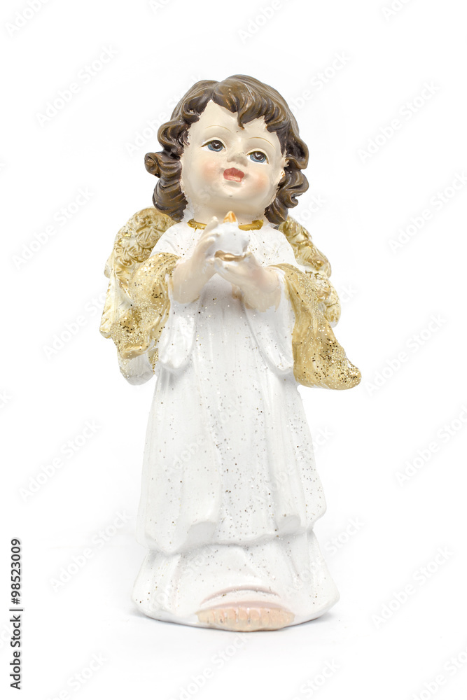 Fototapeta premium Christmas angel figurine isolated on white