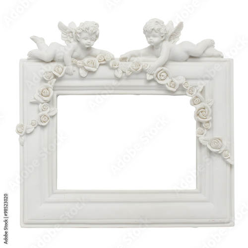 Frame with angels isolated on a white