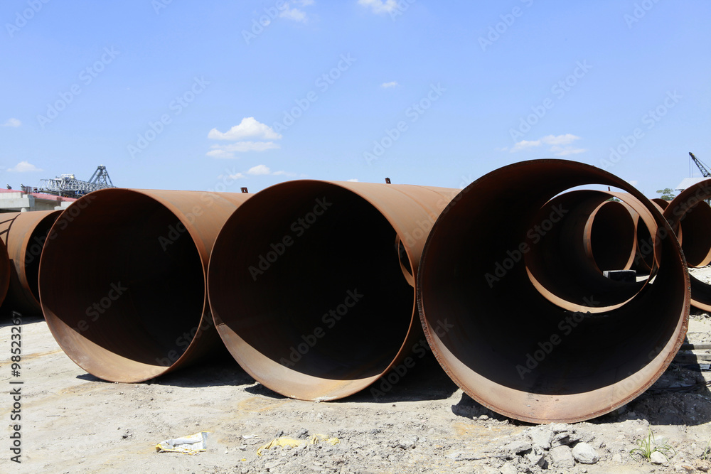 metal pipeline on construction