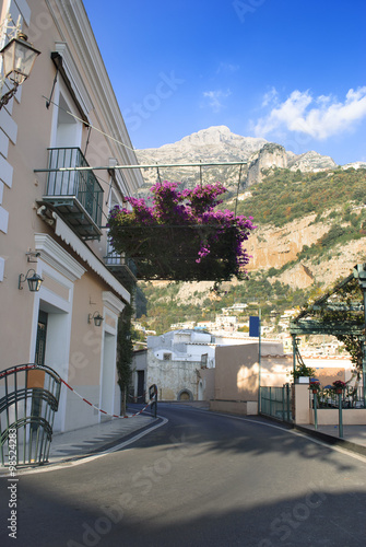 Stree view of Positano village, Italy