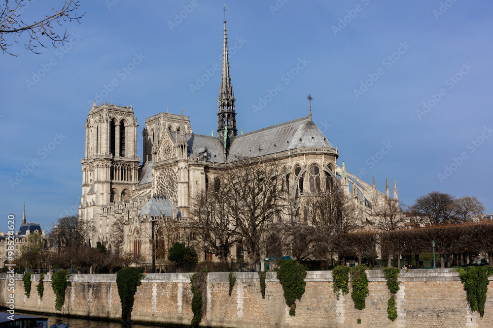 Cathedral Notre Dame de Paris on Cite Island, Paris, France.