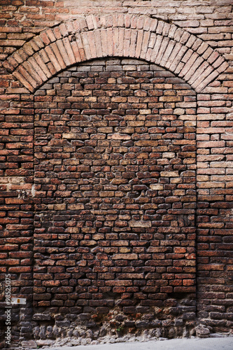 The old brickwork. Door. Background.