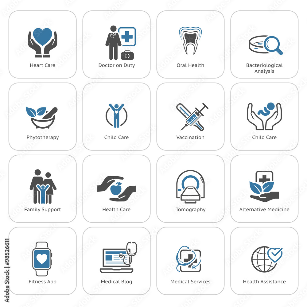 Medical and Health Care Icons Set. Flat Design. Medical and Health Care Icons Set. Flat Design.