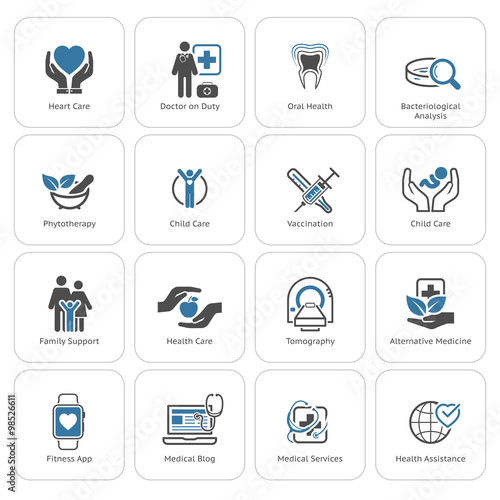 Medical and Health Care Icons Set. Flat Design.
