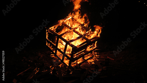 Bonfire of the fire. Lag B'Omer holiday - Israeli holiday photo