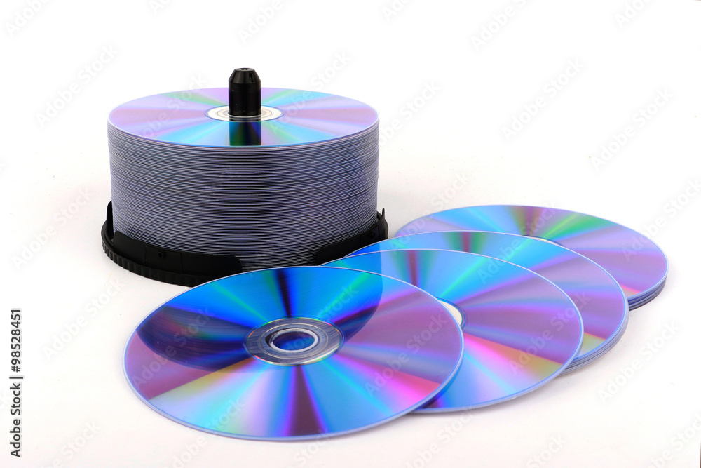 DVD, CD disc on white background, close-up, isolated DVD, CD disc on white background, close-up, isolated