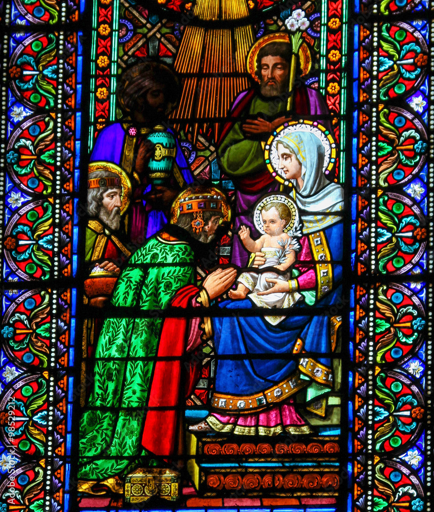 Stained Glass of the Magi or Three Wise Men