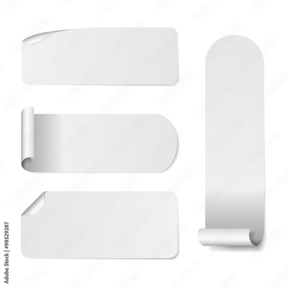 Set Of Blank white paper stickers Set Of Blank white paper stickers