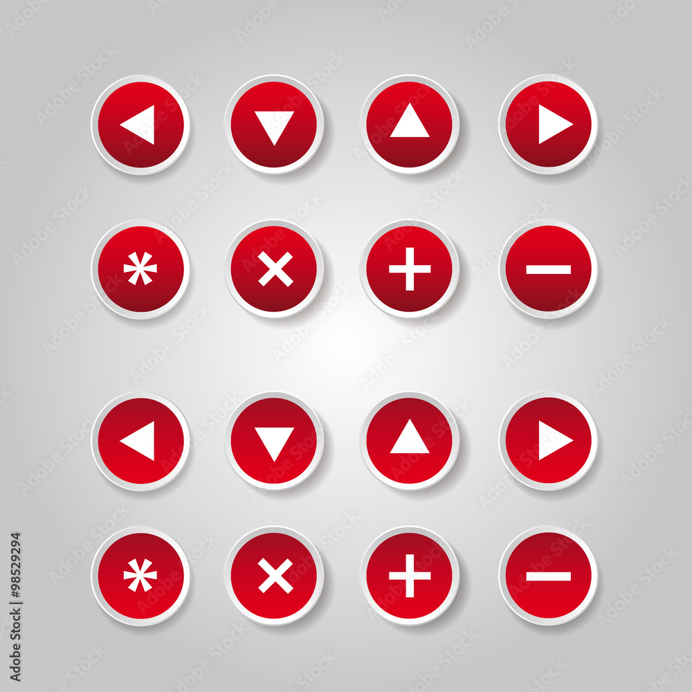 Red vector round web buttons Red vector round web buttons