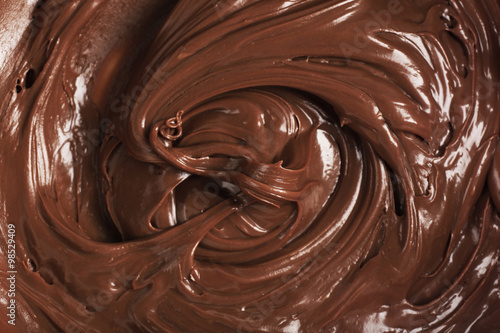 Background of thick melted milk chocolate, close-up