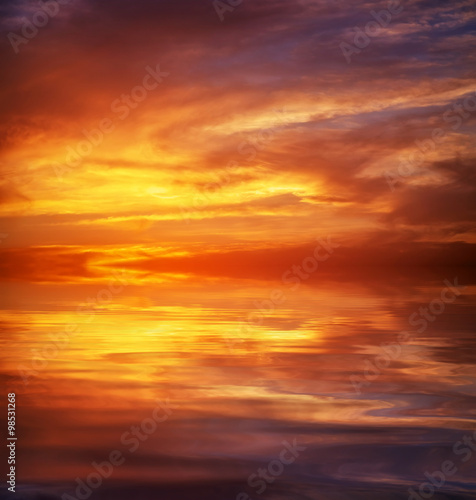 Fiery orange sunset sky. Beautiful sky. © es0lex