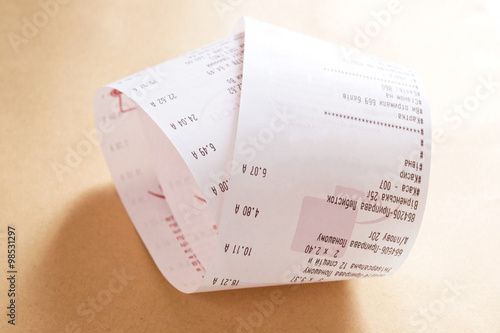 Shopping till receipt