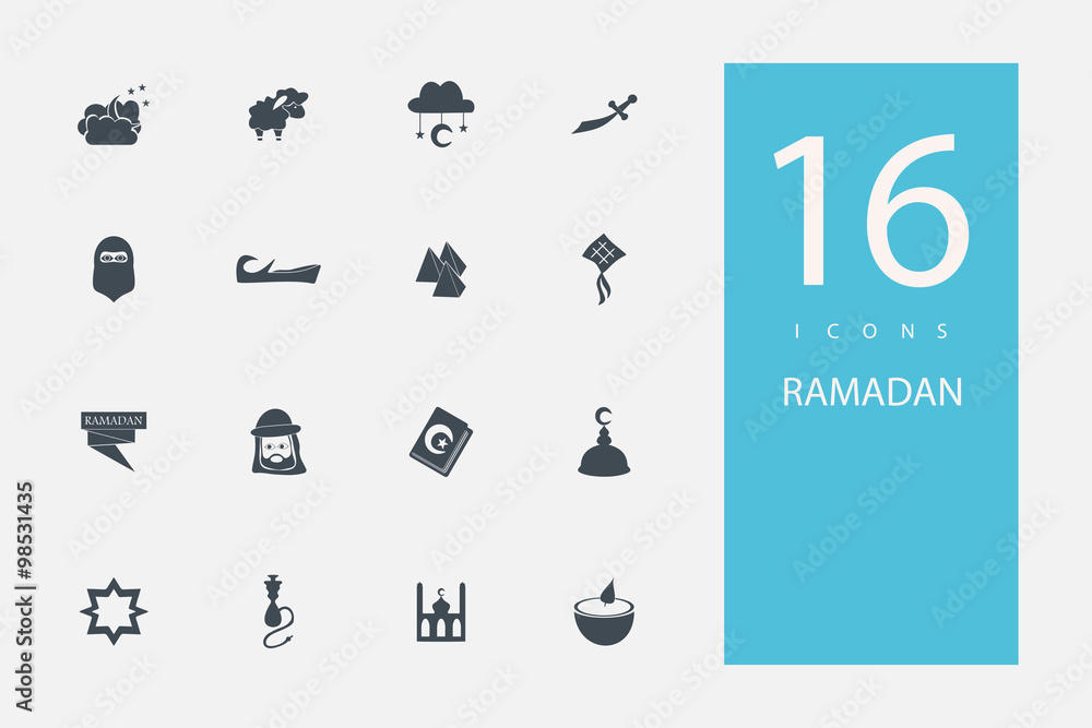 collection of icons in style flat gray color on topic Ramadan icon collection of icons in style flat gray color on topic Ramadan icon