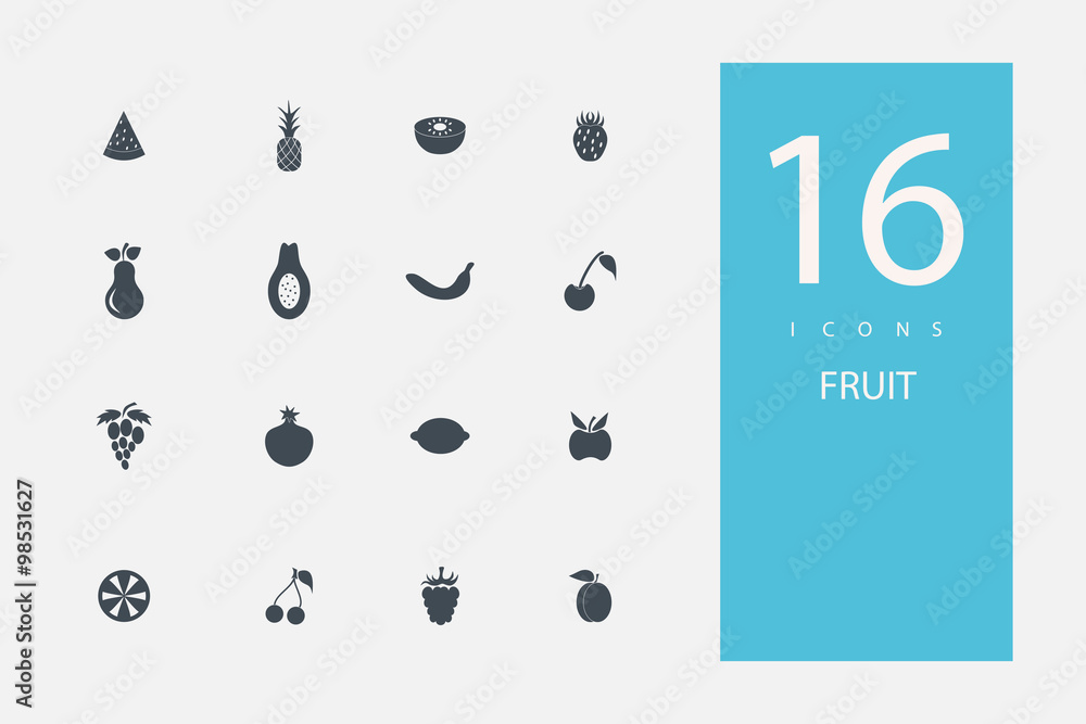 collection of icons in style flat gray color on topic fruit collection of icons in style flat gray color on topic fruit
