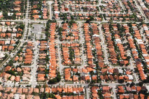 An aerial view of typical residential property found in the Miami area.