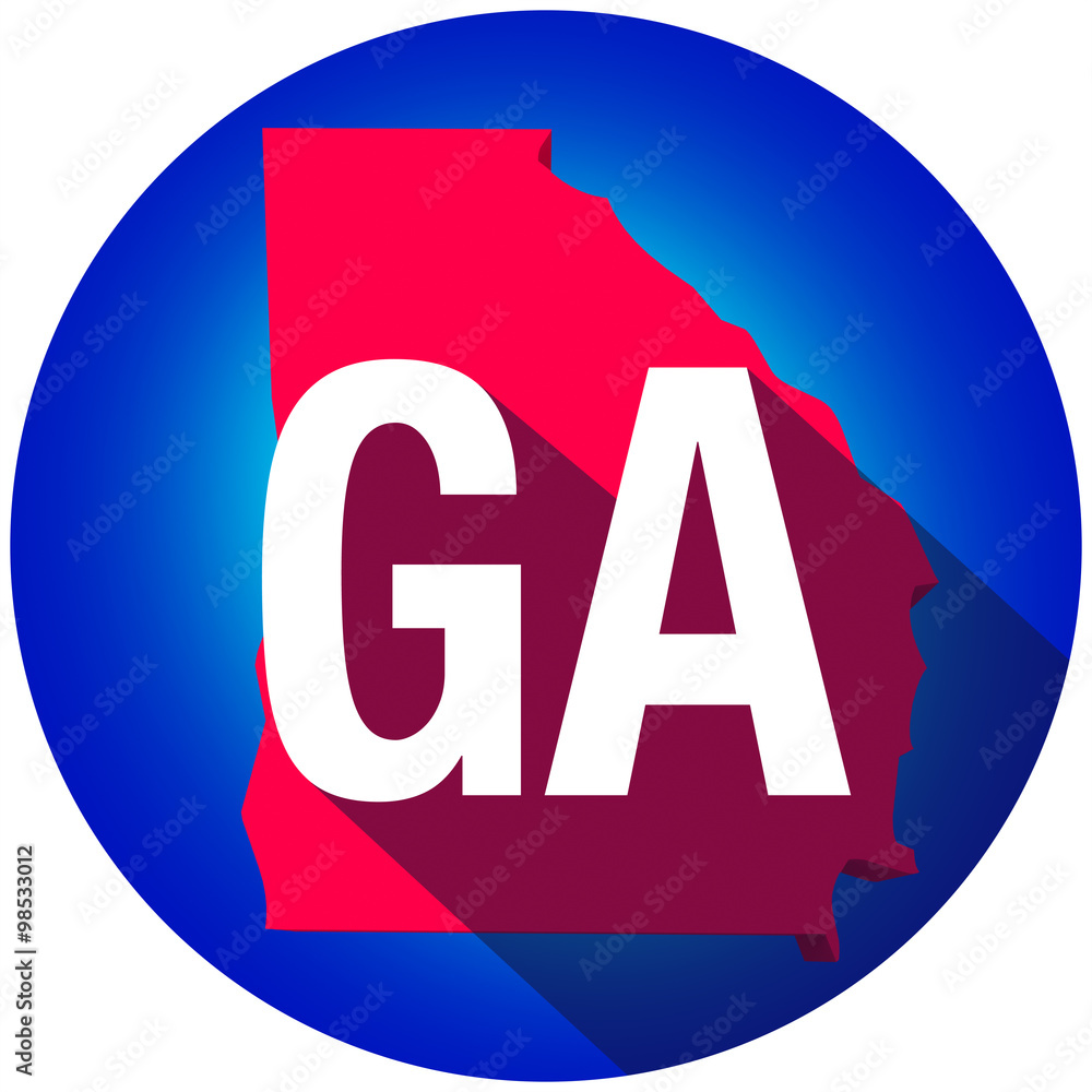 GA Letters Abbreviation Red 3d State Map Long Shadow Cir Stock 일러스트레이션 Adobe Stock