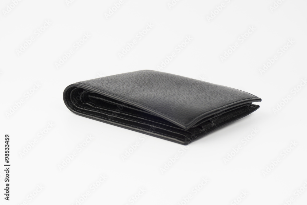 Black leather wallet on white background Black leather wallet on white background