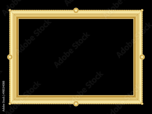 illustration of an ornate golden frame with room for text on black background, vector image, eps10