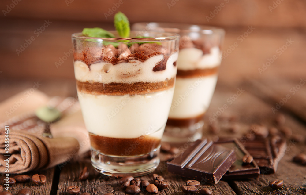 Tiramisu dessert in glass Tiramisu dessert in glass