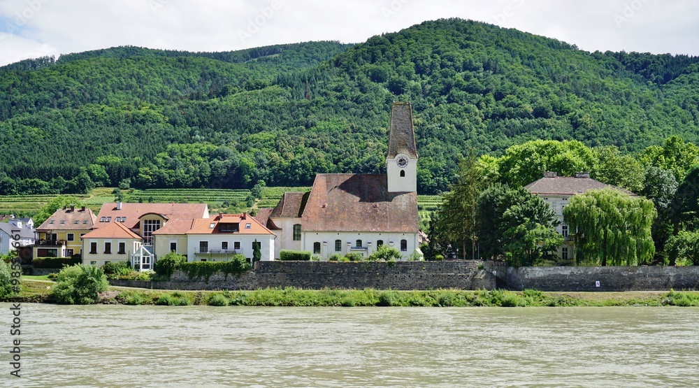 The Wachau Valley, a UNESCO World Heritage Site, along the Danube River between Melk and Spitz