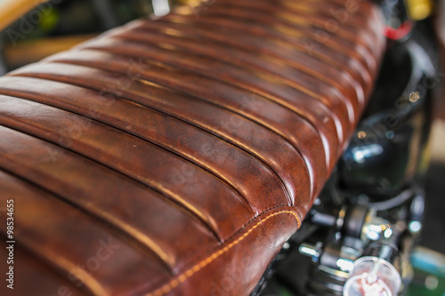 Detail of leather motorcycle seat