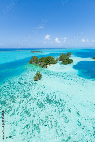 Obraz na plátně Aerial view of tropical paradise islands in the Pacific, Palau, Micronesia